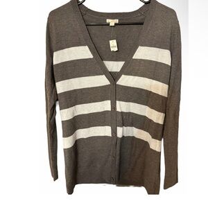 GAP Grey and Cream Striped Cardigan